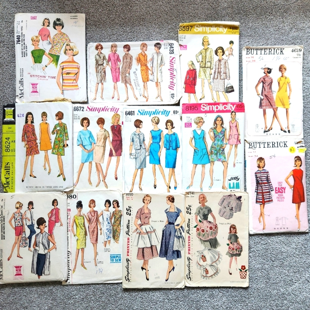 13 Lot - Vintage 1960s sewing pattern - Lot of 13